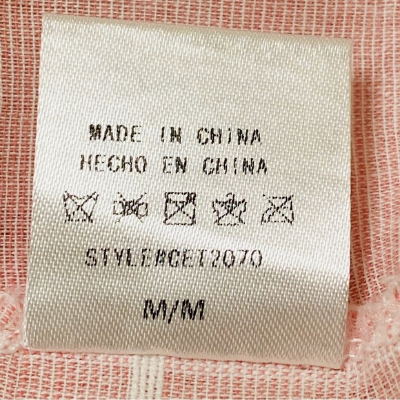 Adora Pink White Striped Sheer Button Shirt Roll Tab Sleeves Medium - Picture 6 of 8